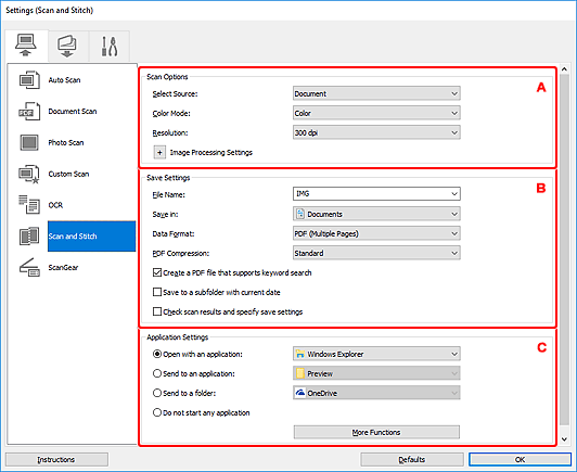 figure: Settings dialog box