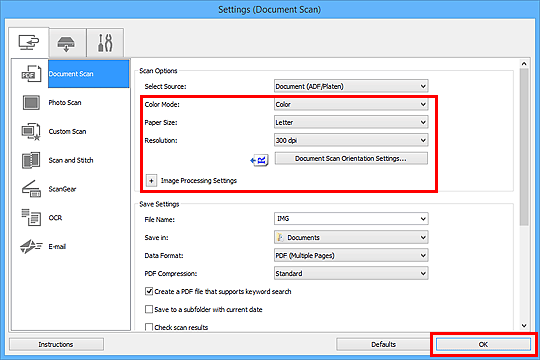 Imagen: cuadro de diálogo Configuración