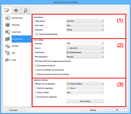 figure: Settings dialog box