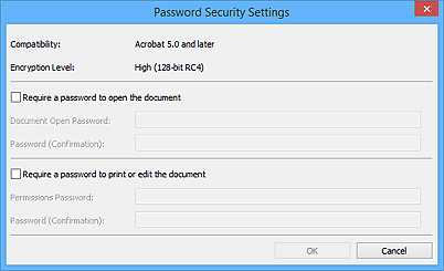 figure: Password Security Settings Dialog Box