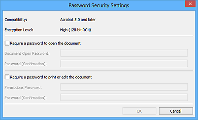 рисунок: диалоговое окно «Параметры защиты с помощью пароля»