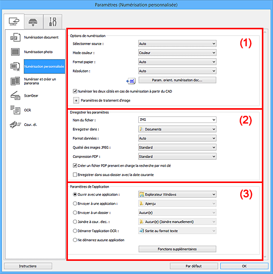 figure : boîte de dialogue Paramètres