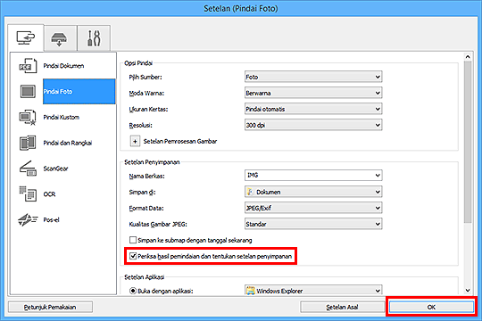gambar: Kotak dialog Setelan
