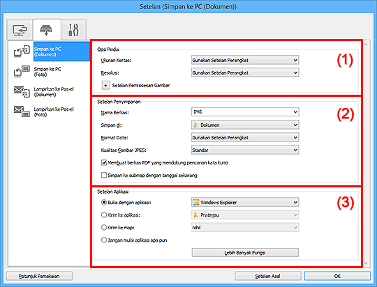 gambar: Kotak dialog Setelan