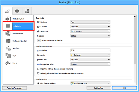 gambar: Kotak dialog Setelan