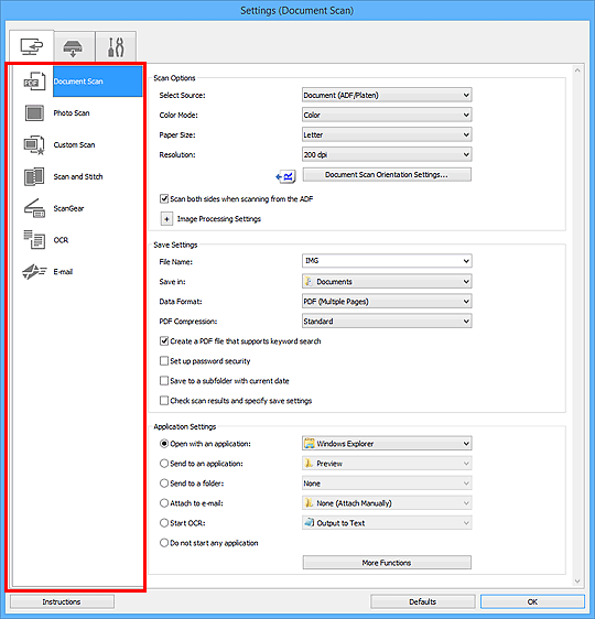 figur: dialogboksen Innstillinger