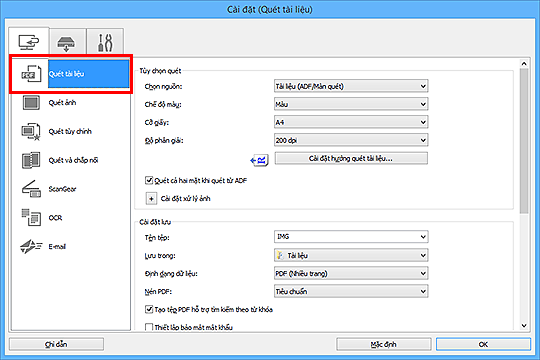 hình: Hộp thoại Cài đặt
