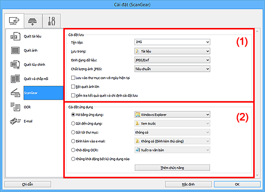 hình: Hộp thoại Cài đặt