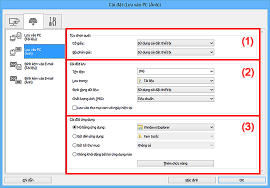 hình: Hộp thoại Cài đặt
