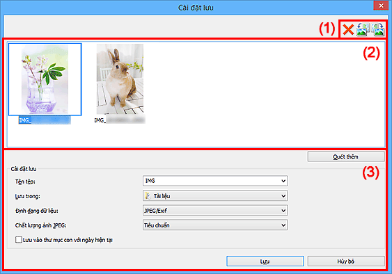 hình: Hộp thoại Cài đặt lưu