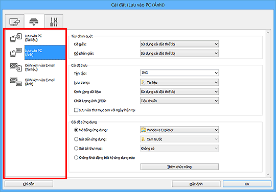 hình: Hộp thoại Cài đặt