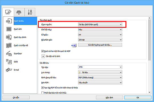 hình: Hộp thoại Cài đặt