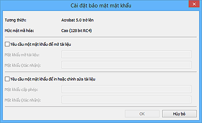 hình: Hộp thoại Cài đặt bảo mật mật khẩu