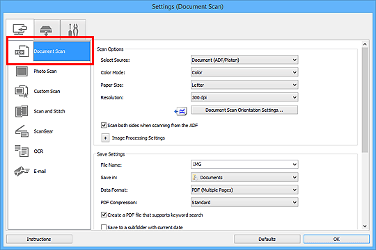 Imagen: cuadro de diálogo Configuración