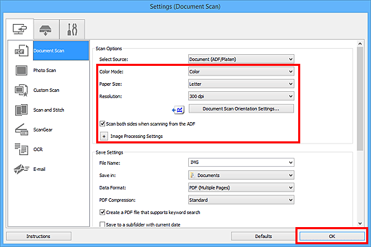 pav.: Parametrų dialogo langas