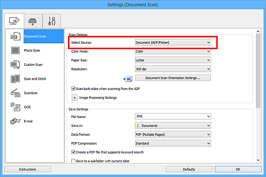 slika: pogovorno okno Nastavitve