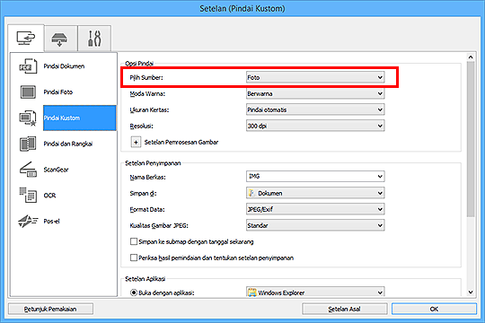 gambar: Kotak dialog Setelan