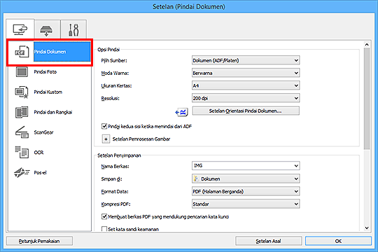 gambar: Kotak dialog Setelan