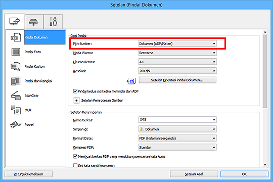 gambar: Kotak dialog Setelan