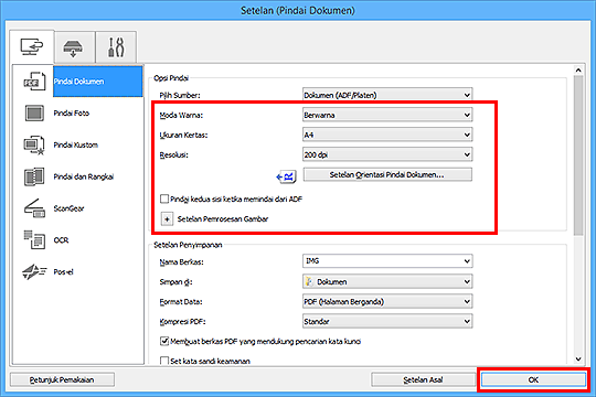 gambar: Kotak dialog Setelan