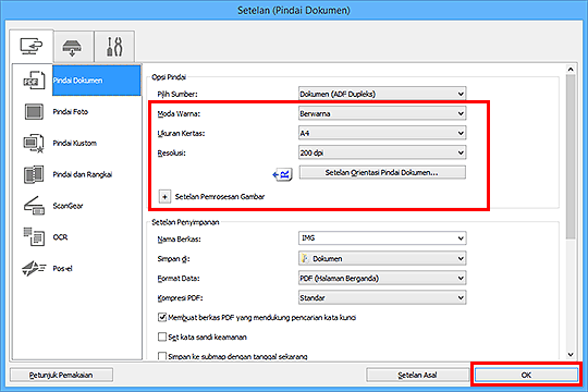 gambar: Kotak dialog Setelan