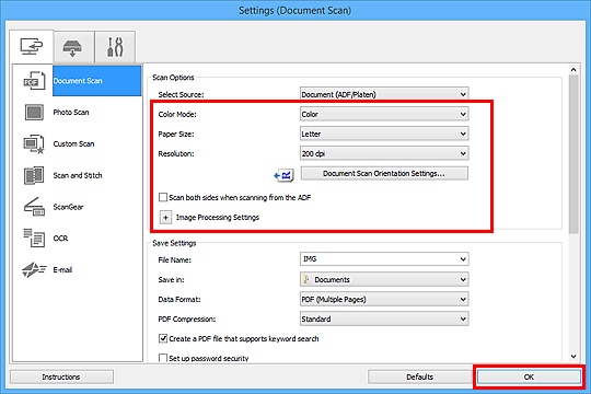 pav.: Parametrų dialogo langas