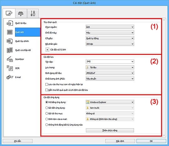 hình: Hộp thoại Cài đặt