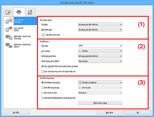 hình: Hộp thoại Cài đặt