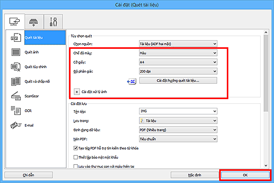 hình: Hộp thoại Cài đặt