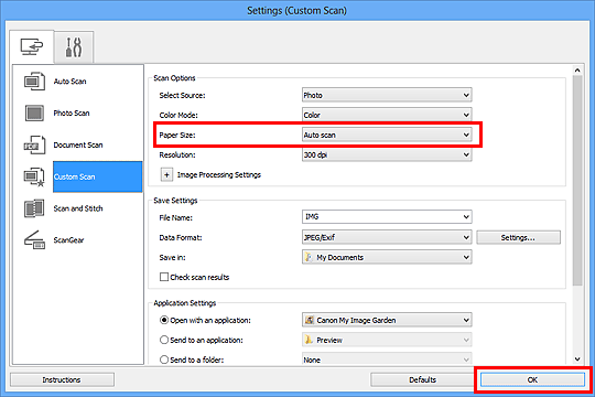 figure: Settings dialog box