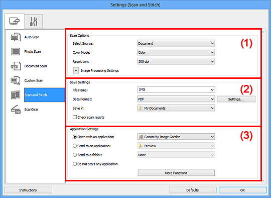 figure: Settings dialog box