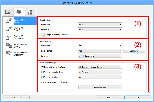 figure: Settings dialog box