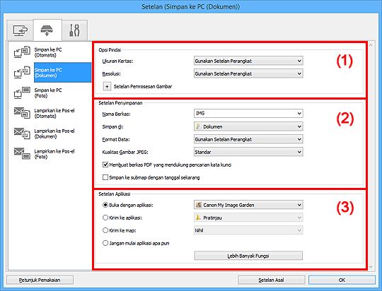 gambar: Kotak dialog Setelan