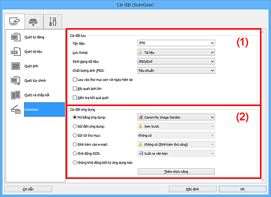 hình: Hộp thoại Cài đặt