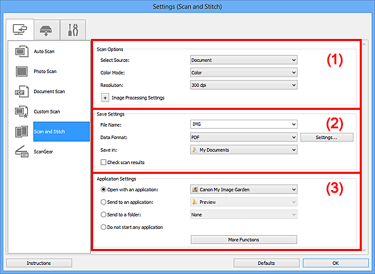 figure: Settings dialog box