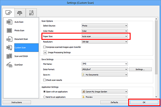 figure: Settings dialog box