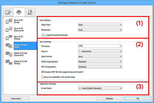 figure: Settings dialog box