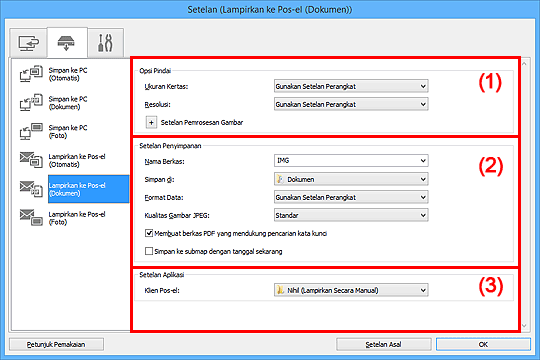 gambar: Kotak dialog Setelan