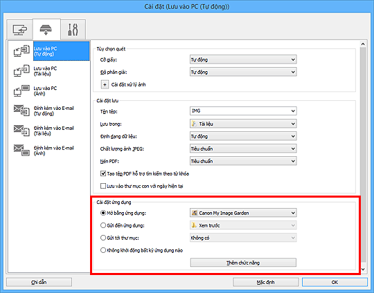 hình: Hộp thoại Cài đặt