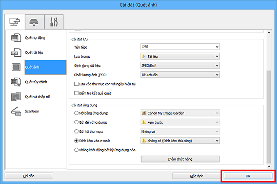 hình: Hộp thoại Cài đặt