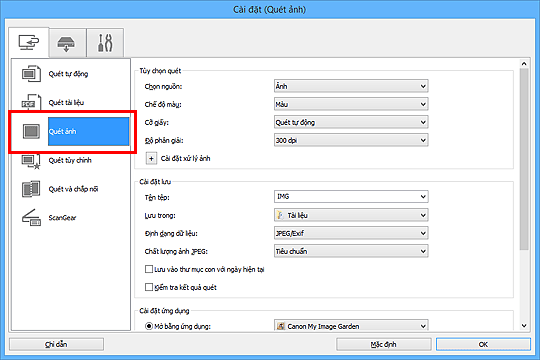 hình: Hộp thoại Cài đặt