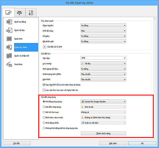 hình: Hộp thoại Cài đặt