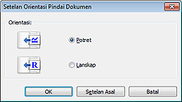 gambar: Kotak dialog Setelan Orientasi Pindai Dokumen