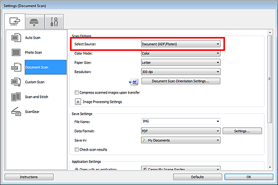 slika: pogovorno okno Nastavitve