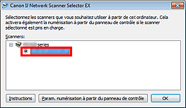 figure : écran Paramètres de numérisation à partir d'un PC