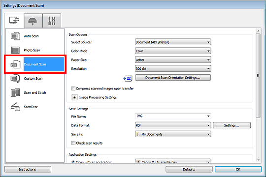 attēls: dialoglodziņš Iestatījumi