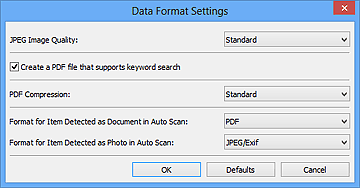 figur: Dialogboksen Dataformatindstillinger