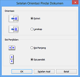 gambar: Kotak dialog Setelan Orientasi Pindai Dokumen
