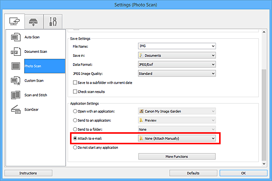 figure: Settings dialog box