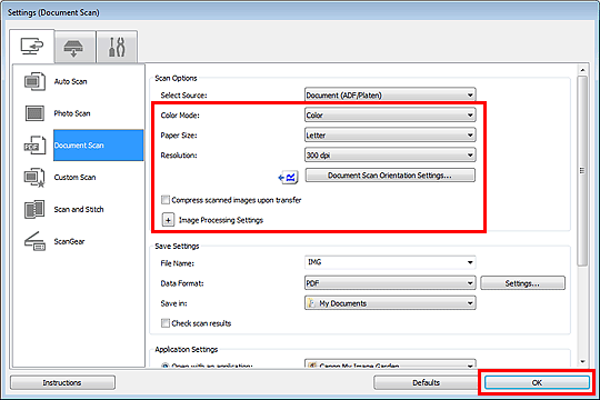 pav.: Parametrų dialogo langas